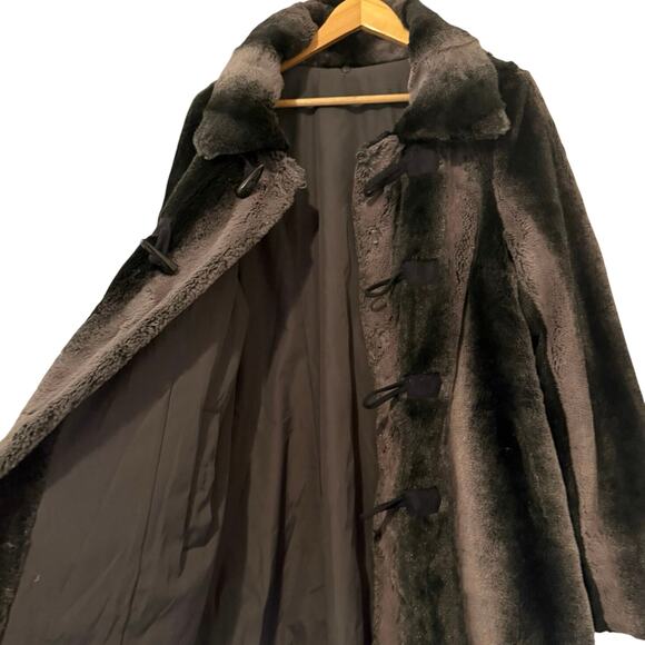 Dennis by Dennis Basso Reversible Faux Fur Hooded Coat Gray Black Large - Picture 6 of 11